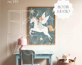 Nursery Mockup Frame Iso A, Din A Frame Mockup For Nursery, Nursery Frame Mockup Template, Kids Room Frame Mockup, Children Frame Mockup