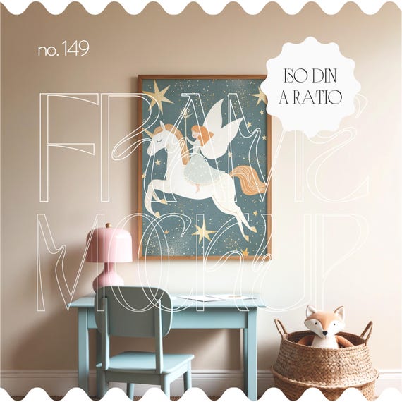 Nursery Mockup Frame Iso A, Din A Frame Mockup For Nursery, Nursery Frame Mockup Template, Kids Room Frame Mockup, Children Frame Mockup