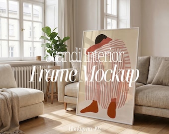 Skandinavischer Bilderrahmen Mockup in schwarz mit Spiegelung