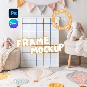 Nursery Mockup Frame 3x4 Ratio, PSD Frame Mockup For Nursery Kids Room Mockup Frame Template, Nursery Frame Mock Up, JPG & PNG Template