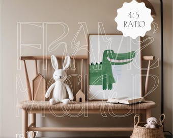 Nursery Frame Mockup, 4x5 Frame Mockup For Nursery Room, Boho Nursery Mockup Frame, Kid Room Mockup Frame, PSD Frame Mockup For Playing Room