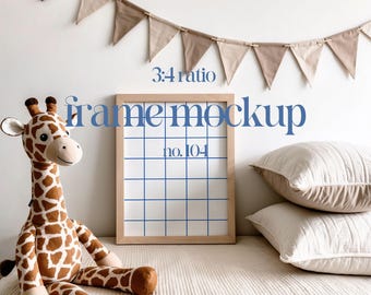 Boho Nursery Frame Mockup: 3x4 PSD, JPG (Digital Download)
