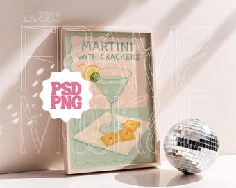 Disco Ball Frame Mockup: Modern Vertical Wood Frame (PSD, PNG)