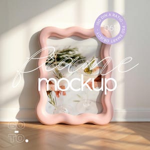 Gewellter Randrahmen Mockup, Din A Bunter Rahmen Mockup, Pinker Poster Mockup Rahmen, Preppy Mockup Rahmen, Funky Poster Mockup Rahmen, PSD & JPG