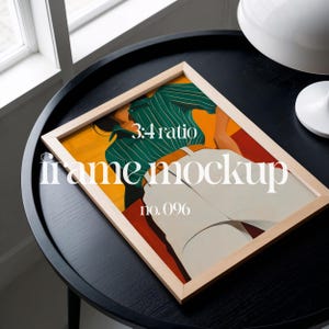 3x4 Frame Mockup Flatlay, Thin Wood Frame Mockup Template For Artwork Display, Wall Art Template Frame Mockup, Printable Art Mockup PSD JPG
