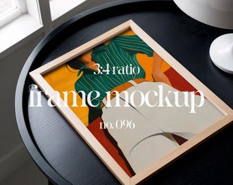 3x4 Frame Mockup Flatlay, Thin Wood Frame Mockup Template For Artwork Display, Wall Art Template Frame Mockup, Printable Art Mockup PSD JPG
