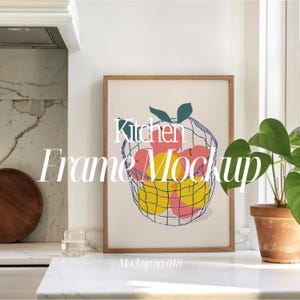 Kitchen Frame Mockup PSD, Din A Kitchen Mockup Frame, Wall Art Frame Template, Simple Frame Mockup For Artwork Display, Natural Light Mockup