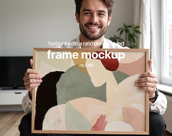 Man With Frame Mockup, Horizontal Frame Mockup Man, Landscape Frame Mockup With Person, Man Holding Frame Mockup, Person With Frame Mockup