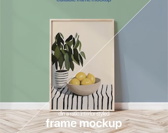 Editable Wall Frame Mockup, Simple Frames Mockup For Artwork Display, Din A PSD Frame Mock Up For Wall Art, Minimalistic Mockup Frame ISO A