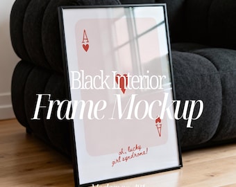 Black Vertical Frame Mockup: 2x3 Ratio Wall Art Mockup For Photoshop & Canva