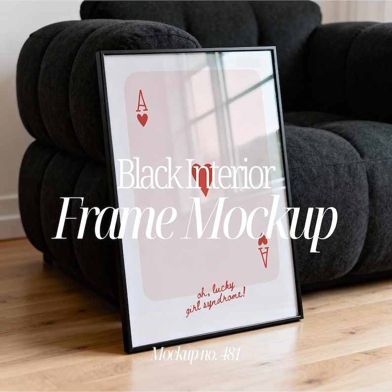 Black Vertical Frame Mockup: 2x3 Ratio Wall Art Mockup For Photoshop & Canva image 1