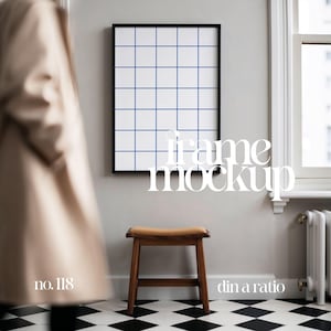Interior Frame Mockup Iso A, Black Frame Mockup With Person, Wall Art Frame Mockup Template, Print Poster Mockup Frame, Artful Frame Mock Up