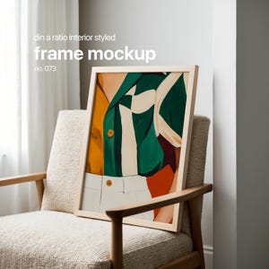 Wood Frame Mockup With Din A Ratio, PSD Frame Mockup Interior, Scandi Frame Mockup Template For Artwork Display, Interior Frame Mockup Print