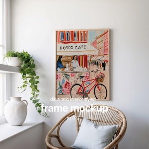 Interior Mockup Frame 4x5 Ratio, Scandi Frame Mockup For Wall Art, Wall Art Frame Mockup Template, Minimal Interior Frame Mock Up For Poster