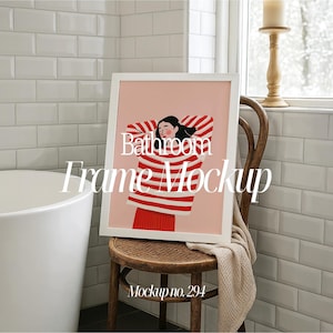 Bathroom Frame Mockup: ISO DIN A Ratio, Wall Art Template (Digital Download)