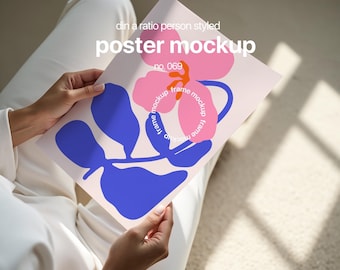 Poster Mockup Din A, Poster Mockup With Person, Person Holding Poster Mockup, Person With Poster Mock Up, Poster Template Mockup Iso Din A