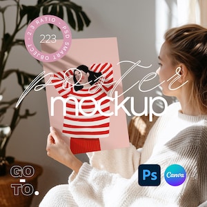 Poster template for artwork, Poster mockup with person, Person holding poster mockup, 2:3 ratio poster mock-up, Poster frame mockup template