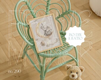 Nursery Frame Mockup: Modern Wooden Frame (PNG & PSD)