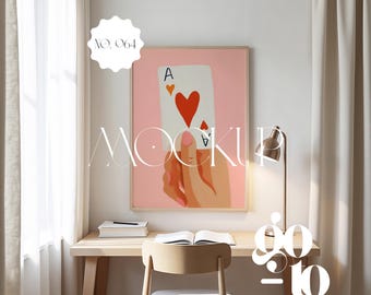 Frame Mockup Minimalistic Office, Din A Frame Mockup For Artwork Display, Thin Wood Frame Mockup Template, Interior Mockup Frame PSD & PNG