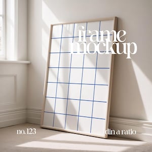 Wall Art Mockup Frame Leaning On Wall, Iso A Frame Mock Up For Artwork, Thin Wood Frame Mockup Template, Poster Frame Mock-Up, Art Template