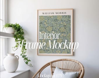 Interior Mockup Frame 4x5 Ratio, Scandi Frame Mockup For Wall Art, Wall Art Frame Mockup Template, Minimal Interior Frame Mock Up For Poster