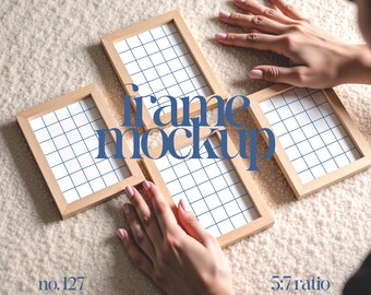 Small Frames Mockup Set, 5x7 Ratio Frame Mockup With Person, Person With Frame Mockup Template, Set of 4 Frames Mockup, Flatlay Frame Mockup