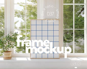 Din A Ratio Mockup Frame PSD, White Frame Mockup For Poster, Wall Art Mockup Frame Minimalistic Interior, Vertical Frame Mock Up For Artwork