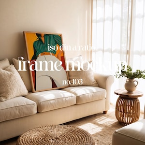 Boho Interior Frame Mockup, Iso Din A Frame Mockup Template For Artwork Display, Iso A Mockup Frame Template Art, Thin Wood Frame Mockup A2