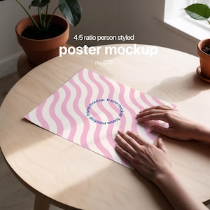 4x5 Ratio Poster Mockup, Poster Mockup With Person, Person Holding Poster Mockup, Person With Poster Mock Up, Poster Template Mockup PSD