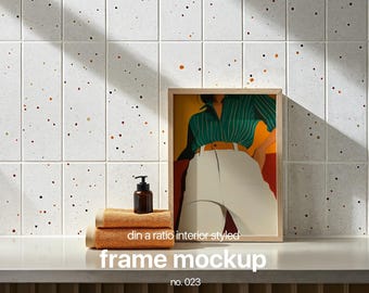 Din A Frame Mockup, PSD Frame Mockup For Artwork Display, Bathroom Mockup Frame, Minimalistic Mockup Frame Template, Wall Art Mock Up Frame