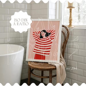 Bathroom Interior Frame Mockup With Din A / Iso A Ratio, White Frame Mockup In bathroom, Wall Art Template, Artwork Display Frame Mock Up