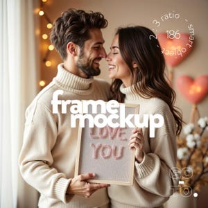 Rahmenmockup zum Valentinstag - Verhältnis 2x3 - PSD & JPG - Rahmenmockup mit Person