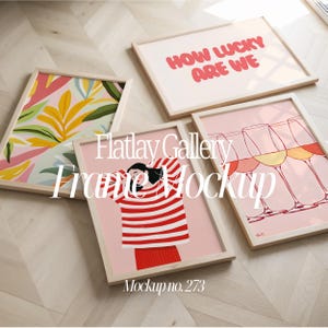 Kunstgalerie Mockup mit 4 Rahmen, Flatlay Rahmen Mockup Set, Galerie Wand Mockup Vorlage, Wand Kunst Mockup Galerie, Rahmen Vorlage Wand Kunst