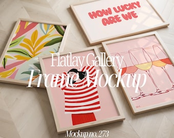 Art Gallery Mockup With 4 Frames, Flatlay Frame Mockup Set, Gallery Wall Mockup Template, Wall Art Mockup Gallery, Frame Template Wall Art