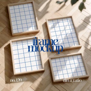 Four Frames Mockup PSD, Din A Frame Gallery Mockup, Flatlay Mockup Frame Template For Wall Art, Set Of 4 Frames Mockup, 4 Frames Mockup Set
