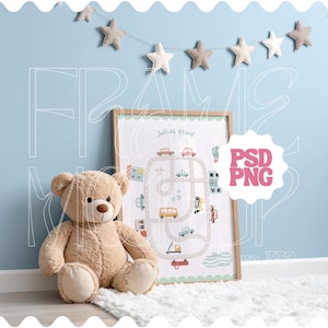 Frame mockup for nursery wall art, PSD & PNG Nursery frame template for Canva and Photoshop, Boys room mockup frame, Nursery frame mock up