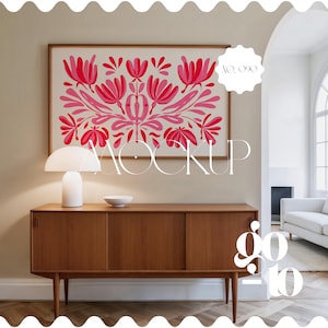 Maqueta de marco con relación de aspecto 3x2, maqueta de marco horizontal para interiores escandinavos, maqueta de marco horizontal para exhibición de obras de arte, plantilla de marco horizontal para arte