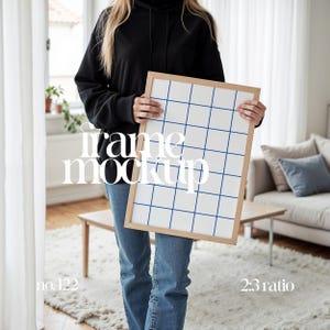 Frame Mock Up With Person Holding Frame, Iso Din A Frame Mockup Template, Wood Frame Mock-Up, Thin Wood Frame Mockup, Wall Art Template