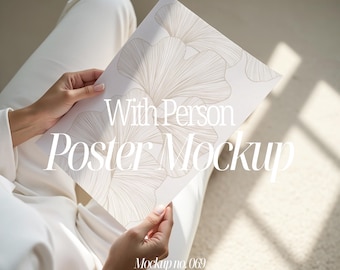 Poster Mockup Din A, Poster Mockup With Person, Person Holding Poster Mockup, Person With Poster Mock Up, Poster Template Mockup Iso Din A