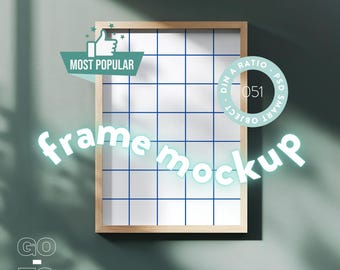 Artwork Wall Mockup, Close Up Frame Mockup, Thin Wood Frame Mock Up, Wall Art Frame Mockup Template, Din A Frame Mockup, PSD Mock Up Frame