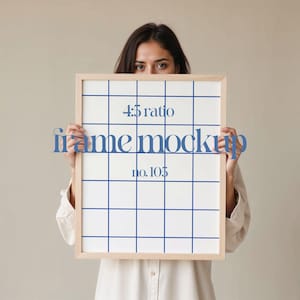 Frame Mockup With Person, 4x5 Ratio Frame Mockup Wall Art, Wall Art Template, Person, Person Holding Frame Mockup, Person With Frame Mockup