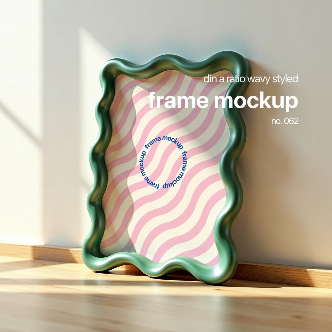 Wavy Border Frame Mockup, Din A Colorful Frame Mockup, Poster Mockup ...