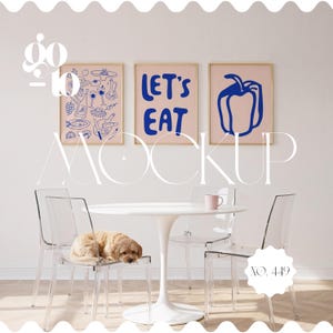 Set of 3 Gold Frame Mockup In Modern Home Interior: 4x5 Ratio Frame Template For Artwork Display in Photoshop & Canva (PSD, PNG, JPG)