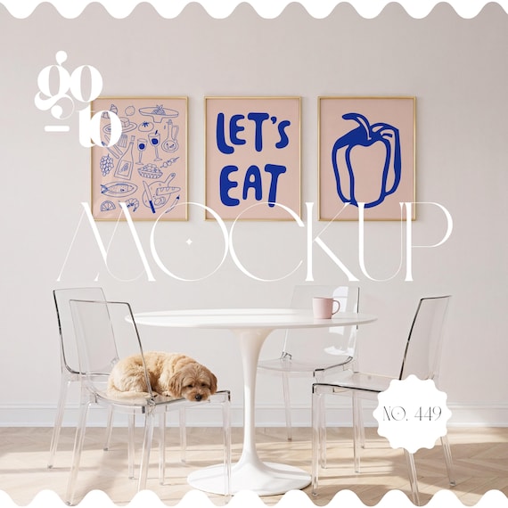 Set of 3 Gold Frame Mockup In Modern Home Interior: 4x5 Ratio Frame Template For Artwork Display in Photoshop & Canva (PSD, PNG, JPG)
