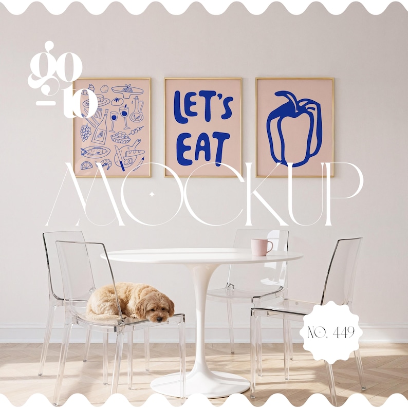 Set of 3 Gold Frame Mockup In Modern Home Interior: 4x5 Ratio Frame Template For Artwork Display in Photoshop & Canva (PSD, PNG, JPG)