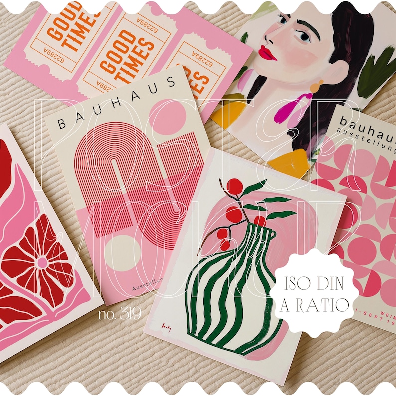 Flatlay mockup for poster set. Gallery wall mockup