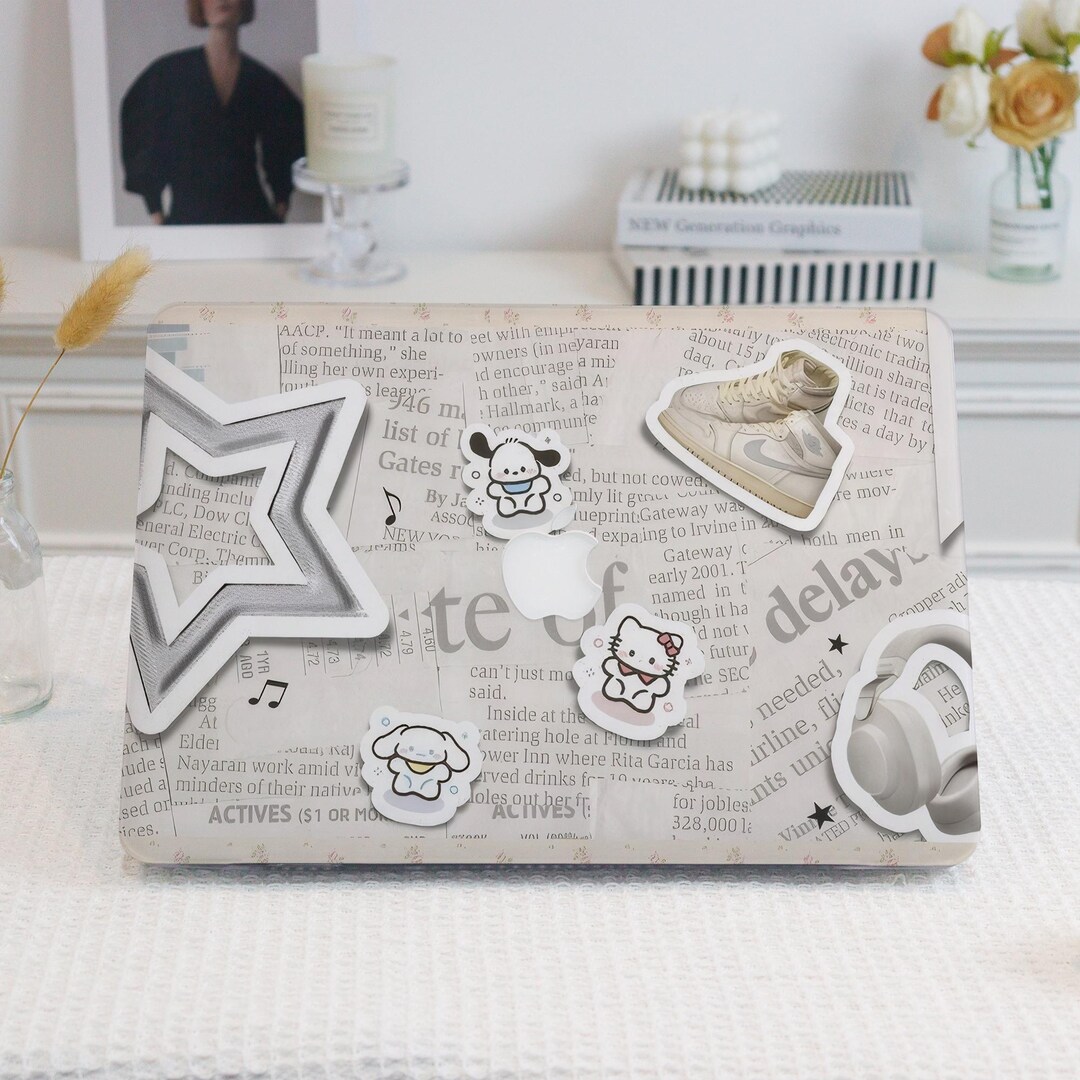 Computer Sticker Sleeves Newspaper-inspired Sticker MacBook Case for Apple Laptop Sleeves Cover ...
