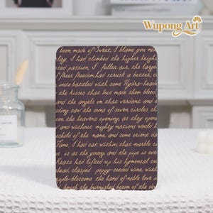May include: A rectangular decorative plaque with a dark purple background and gold-colored script. The text is a poem. The upper right corner has the gold text "Wupong Art".