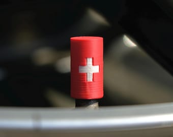 Swiss Flag, valve caps / set of 4