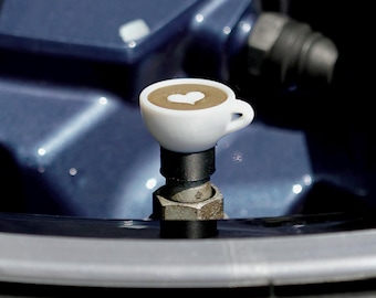 3D Printed Coffee Cup Valve Stem Caps, Car Bike Accessories (Set of 4)